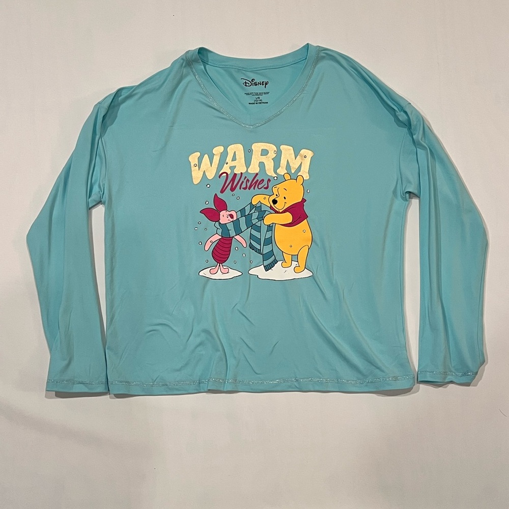 Disney Winnie And Piglett  Size L Cyan Sleep Shirt Womens Winnie The Pooh